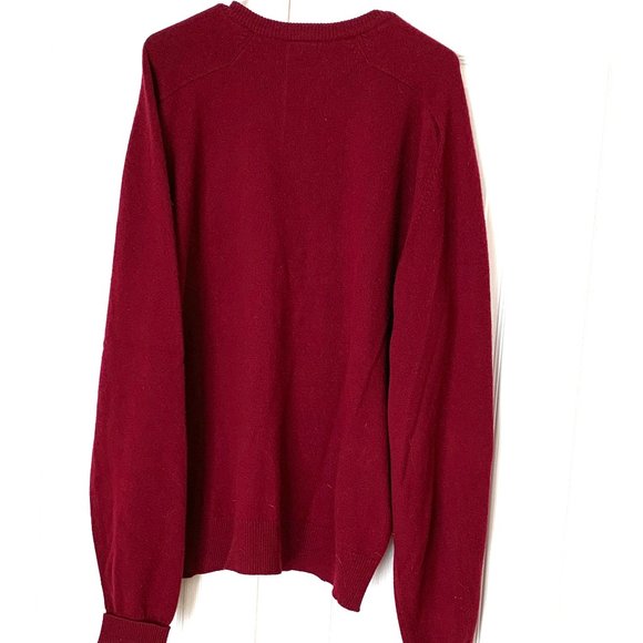 100% CASHMERE Clan Douglas Burgundy V Neck Vintage Nordstrom Sz XL - Picture 3 of 13